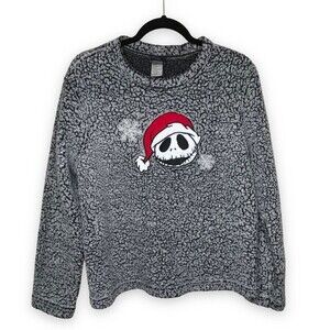 Disney Nightmare Before Christmas Jack Skellington Gray Sherpa Top Womens Medium